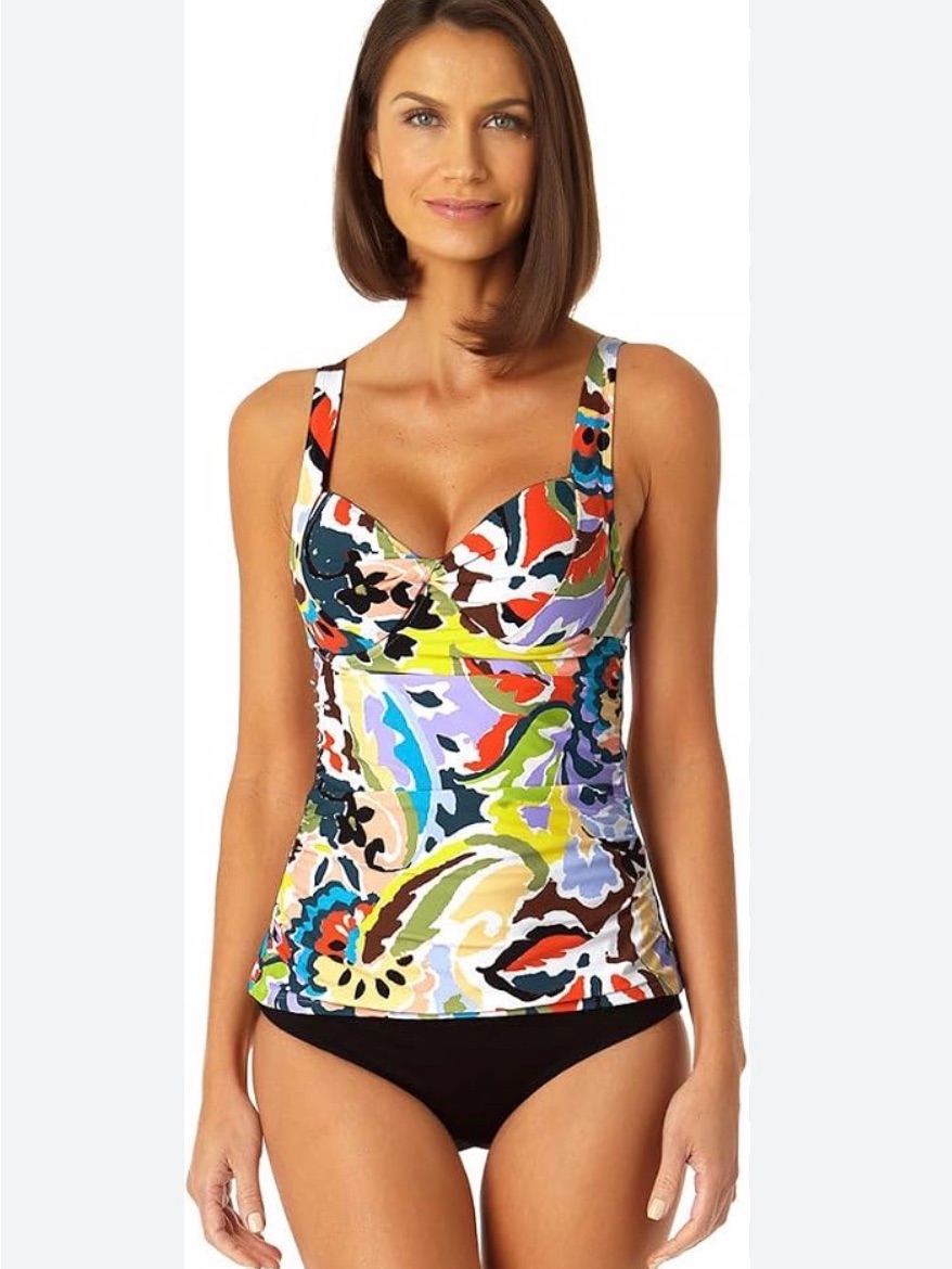 Nwt Anne Cole Twisted Printed Tankini Top